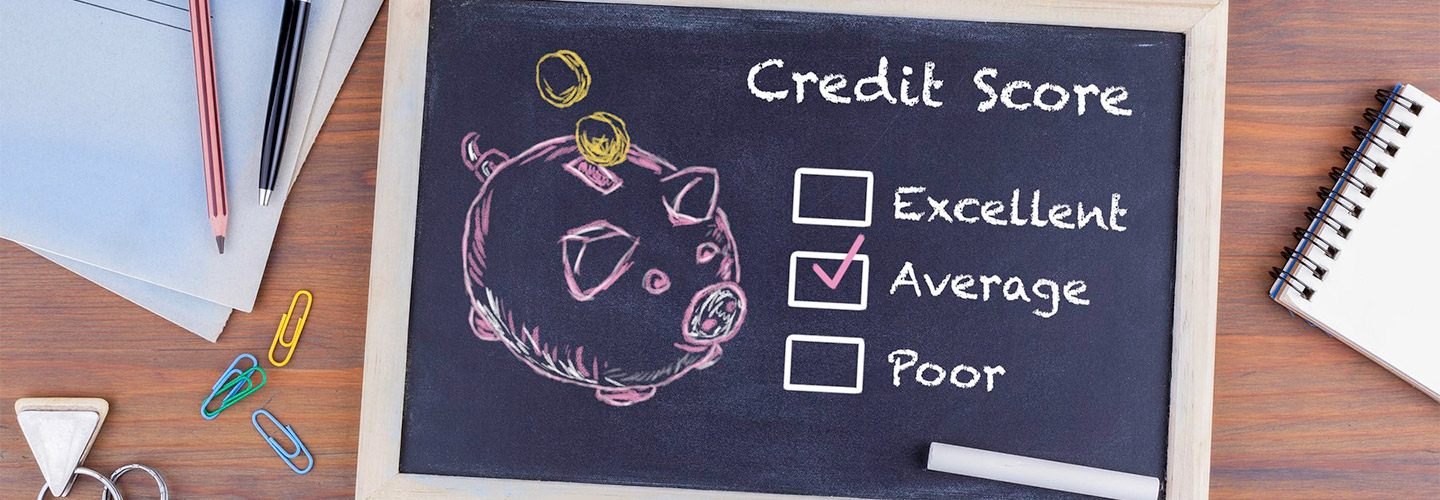 Chalkboard with different credit score levels