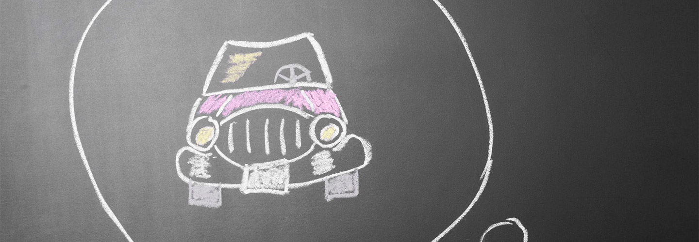 Chalk drawing of a car